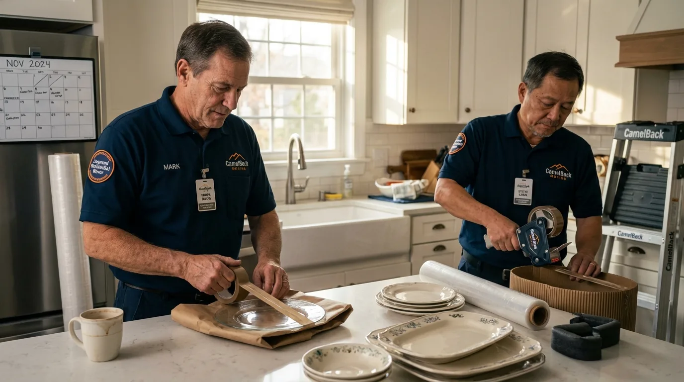 Professional crew packing kitchen dishware in Maricopa, AZ